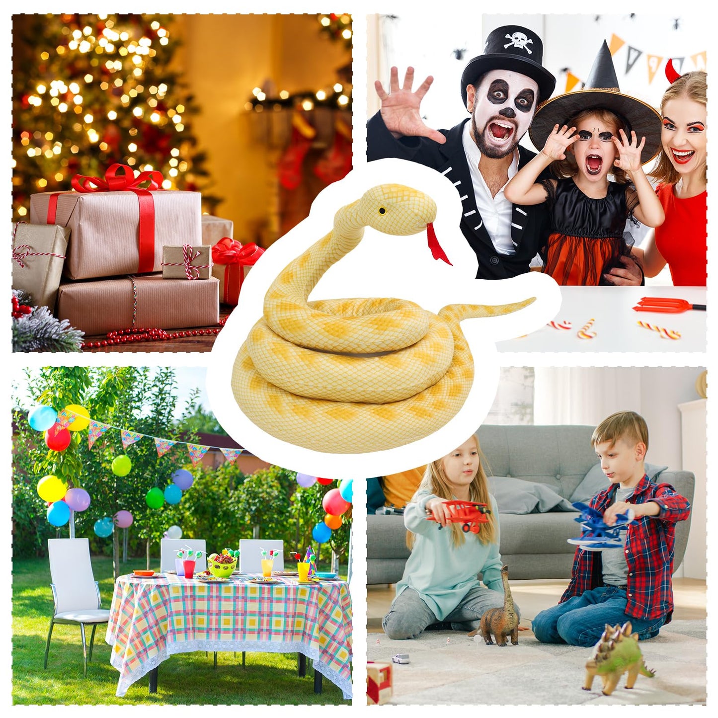 Snake Plush 118inch/300cm Stuffed Snake Animal Large Snake Toys Christmas Birthday Gifts for Boys Girls Kids Giant Stuffed Animals Snake Lifelike Plush Snake Fake Snake Yellow