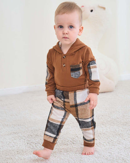 Renotemy Newborn Baby Boy Clothes Infant Boy Outfits Baby Hoodie Romper Fall Winter 0 3 6 9 12 18 Months Baby Clothes for Boy