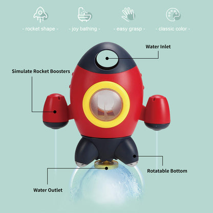 Baby Bath Toys, Space Rocket Shape Bathtub Toys for Toddlers, Spray Water Toys w/ Rotating Fountain, Bathroom Shower Toys for Infants Aged 18 Months 2 3 4 5 Years Old Kids Girls Boys