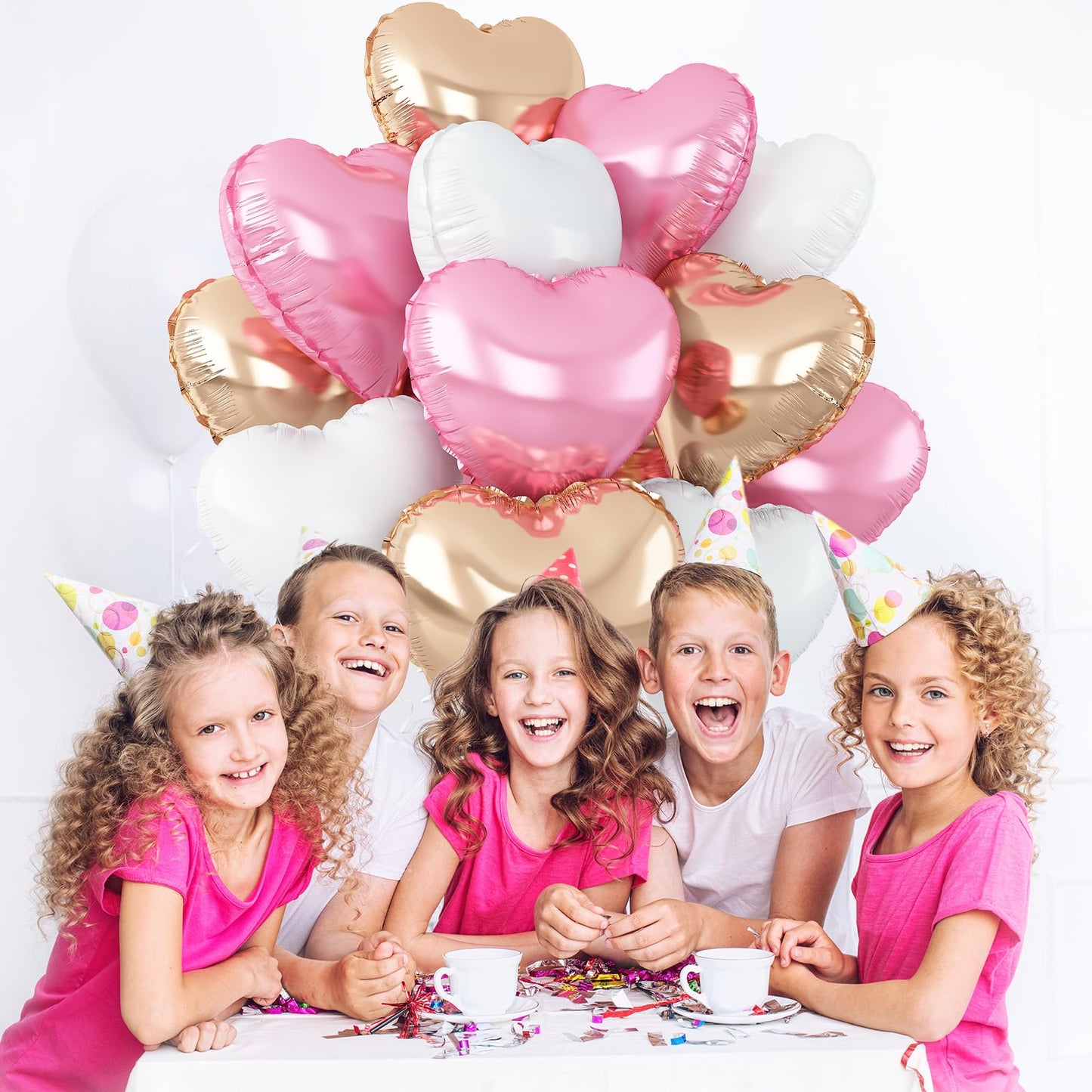 Sage Green Gold Heart Balloons,12Pcs Light Gold Heart Shaped Foil Balloons,18Inch Cream White Helium Mylar Balloon for Baby Shower Birthday Anniversary Wedding Party Decorations