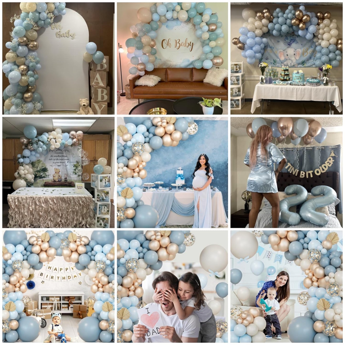 Dusty Blue Balloon Arch Kit,122 Pcs Dusty Blue and White Balloons,MacaronBlue White Balloon Arch Garland Kit for Boy Baby Shower Gender Reveal,Men Birthday,Graduation Decorations,Bridal Shower