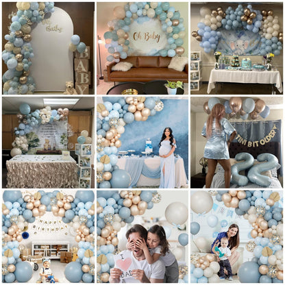 Dusty Blue Balloon Arch Kit,122 Pcs Dusty Blue and White Balloons,MacaronBlue White Balloon Arch Garland Kit for Boy Baby Shower Gender Reveal,Men Birthday,Graduation Decorations,Bridal Shower