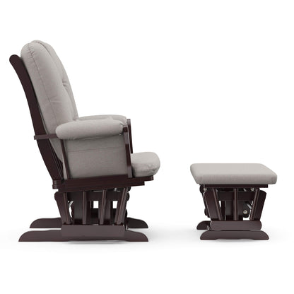 Storkcraft Tuscany Custom Glider and Ottoman with Free Lumbar Pillow (White/Slate Gray Swirl) - Cleanable Upholstered Comfort Rocking Nursery Chair with Ottoman