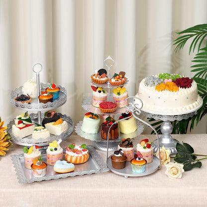 ZUMELER Gold 5Pcs Cake Stands Set Metal Round Cupcake Holder Cookies Dessert Display Plate Serving Tower Tray Platter with Handl for Baby Shower Wedding Birthday Party Celebration