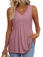 OFEEFAN Womens Tank Tops 2025 Flowy Peplum Tops for Women Dressy Sleeveless V Neck Babydoll Tank Tops