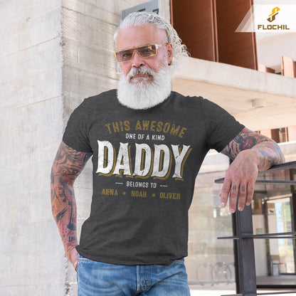 FLOCHIL Personalized Dad Shirt for Men, Custom Dad Shirt with Kids Names, Customized Fathers Day T Shirt, Gifts for Dad