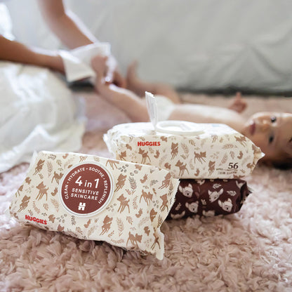 Huggies Calm Baby Wipes, Unscented, Hypoallergenic, 6 Push Button Packs (336 Wipes Total)
