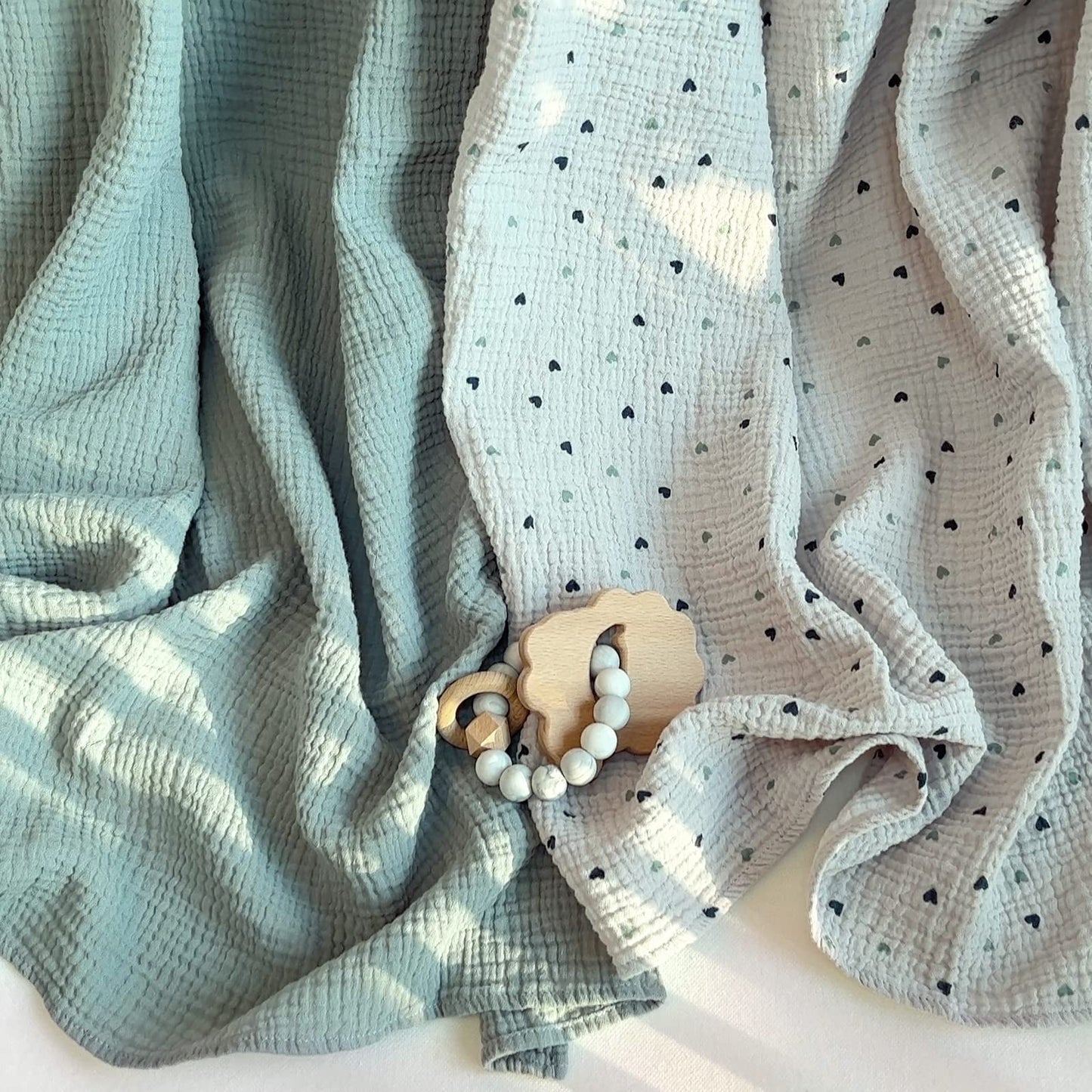 Swaddle Baby Blanket: Waffle Blanket with Satin Strim - Soft Breathable Toddler Blanket for Nursing Cover - Cotton Crib Blanket for Naptime（Cream）