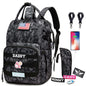 Diaper Bag Backpack for Dad and Mom with USB Charging Port Stroller Straps and Insulated Pocket,army military Travel Nappy Backpack for Daddy/Mommy (Black)