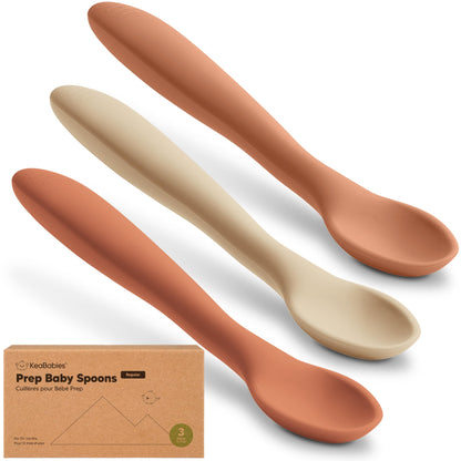 KeaBabies Silicone Baby Spoons, Self Feeding 6-12 months - 3-Pack Baby Weaning Eating Utensils, Toddler First Food Training Spoon, Infant, Kids Feeding Supplies Essential Set, Dishwasher-safe (Slate)