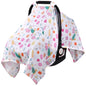 Rquite Car Seat Cover, Muslin Cotton Infant Car Seat Canopy, Breathable Baby Carrier Cover, Summer Stroller Sun Shade, Flower
