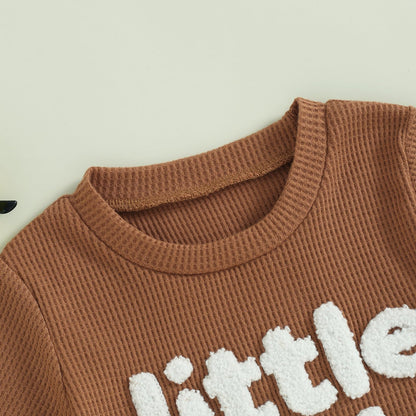 Kupretty Toddler Baby Boy Summer Clothes Embroiderey Waffle Knit Short Sleeve T-Shirt Tees + Casual Shorts Cute Clothing Set