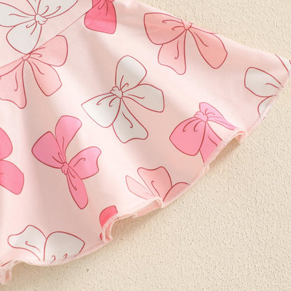 Fernvia Infant Baby Girl Clothes Suspenders Short Sleeve Ribbed Romper Flared Pants Set Headband 3pcs Summer Outfit