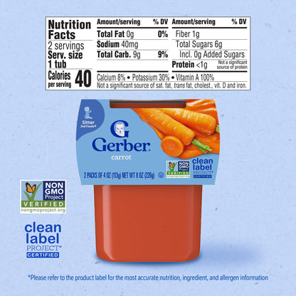 Gerber 2nd Food Baby Food Peach Puree, Natural & Non-GMO, 4 Ounce Tubs, 2-Pack (Pack of 8)