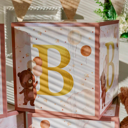 Kate Aspen Woodland Baby Shower Boxes with Letters for Baby Shower Gender Reveal Decorations Photo Prop & Forest Animal Nursery Decor (Set of 4 Blocks Spells Baby)