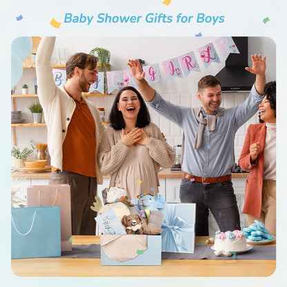 10PCS Baby Gift Set, Baby Gift Basket for Boys Girls, Gender Neutral Gifts, Baby Bath Sets for New Baby, Rattle Swaddle Blanket Baby Gifts for Boys Girls