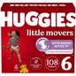 Huggies Size 6 Diapers, Little Movers Baby Diapers, Size 6 (35+ lbs), 108 Count, Packaging May Vary