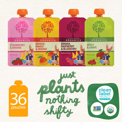 Peter Rabbit Organics Fruit Vegetable, Squeezable Pouches, 4 Ounce (Pack of 18)
