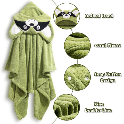Hooded Baby Towels Boy for 0-6 Years, 50"x 32" Extra Large Toddler Bath Towels with Hood for Boys & Girls, 2-Pack Absorbent Thick Soft Gift for Kids Yellow Lion & Orange Monkey