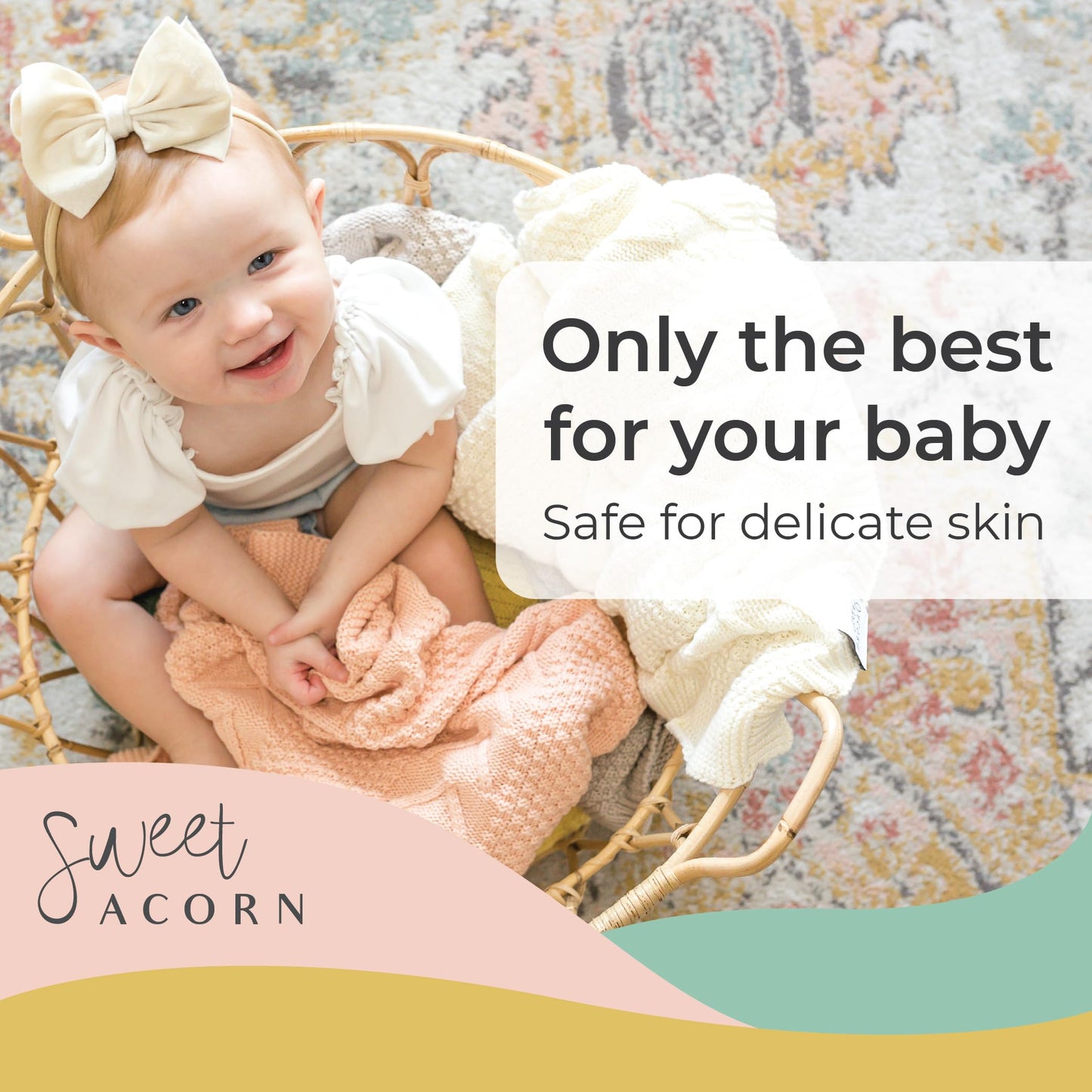 Knit Baby Blanket in Elegant Pattern, Organic Cotton Blankets for Crib or Stroller, Receiving Blankets - Salt White