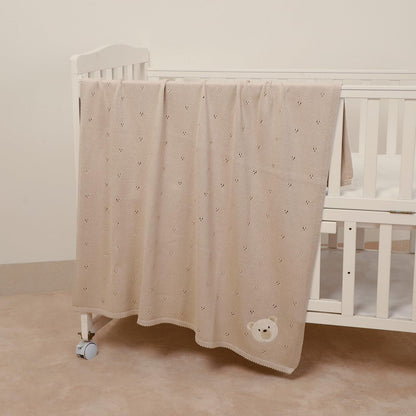 mimixiong Organic Cotton Baby Blanket Neutral Knitted Soft Crib Nursery Swaddling Receiving Blankets for Newborn Baby Boy Girl 40x30 Inch (Oatmeal)