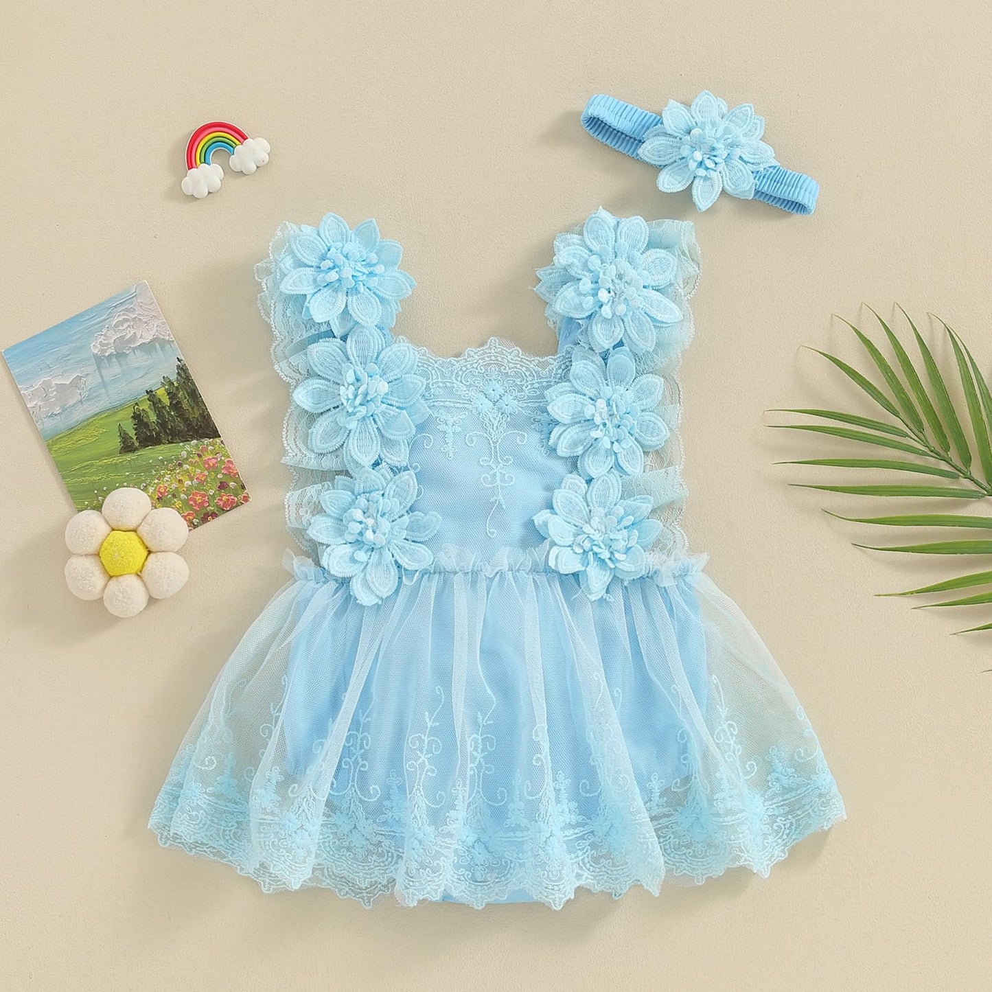 MERSARIPHY Newborn Baby Girl Boho Outfits Infant Lace Tulle Ruffle Bubble Romper Dress Jumpsuit Bodysuit Photoshoot Clothes