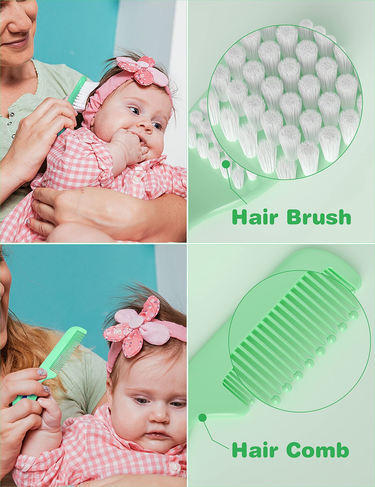 OTTOLIVES Baby Healthcare and Grooming Kit, 24 in 1 Baby Electric Nail Trimmer Set Newborn Nursery Health Care Set for Newborn Infant Toddlers Baby Boys Girls Kids (0-3 Years+) (Green)