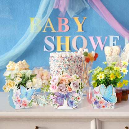 Fuutreo 6 Pcs Butterfly Centerpieces for Baby Shower, Birthday, Tea Party Favors, Tables Decor, Themed Party Supplies, Wedding Decorations