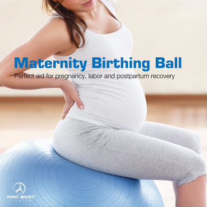 ProBody Pilates Pregnancy Ball - Yoga Ball for Pregnancy with Book, Prenatal, Labor & Postnatal Maternity Exercise