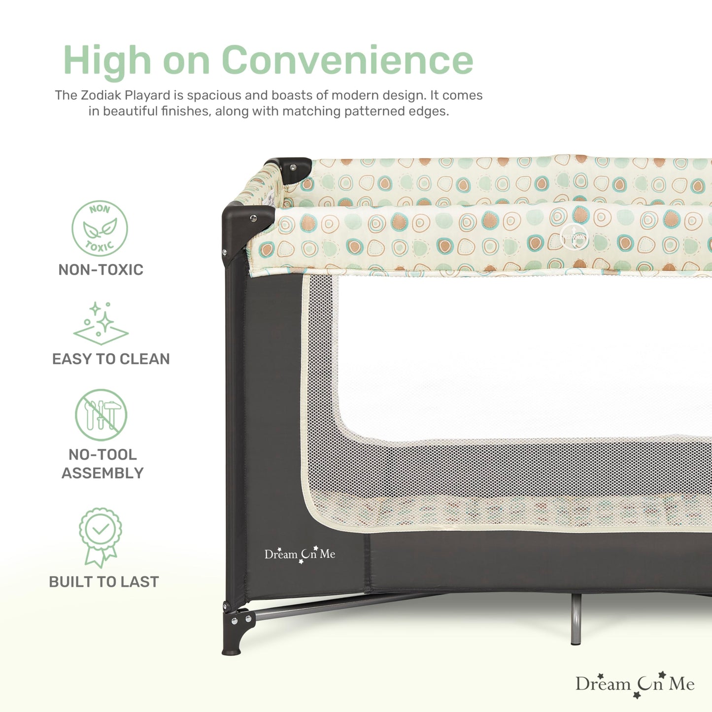Dream On Me Zodiak Portable Playard in Navy, Lightweight, Packable and Easy Setup Baby Playard, Breathable Mesh Sides and Soft Fabric - Comes with a Removable Padded Mat