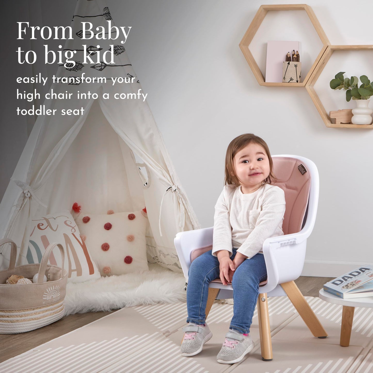 Evolur Zoodle 2 in 1 Convertible Baby High Chair in Light Gray
