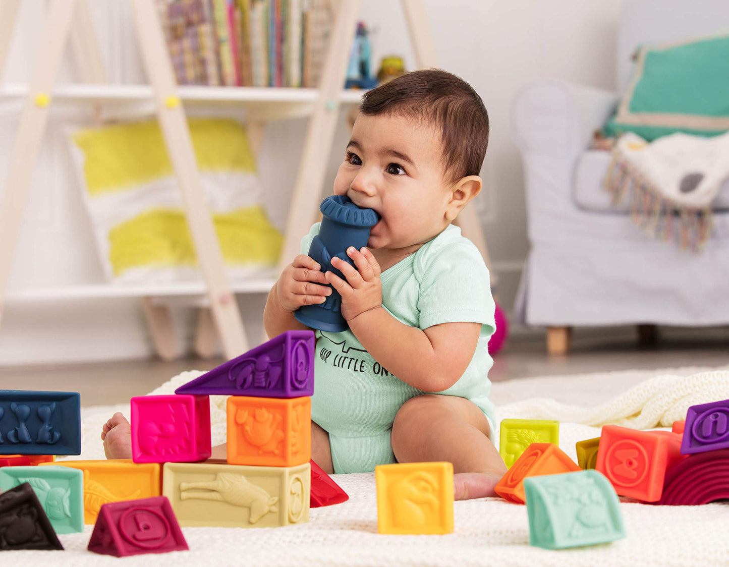 B. toys – Baby Blocks – Stacking & Building Toys For Babies – 10 Soft & Educational Blocks- Numbers, Shapes, Colors, Animals- One Two Squeeze- 6 Months +