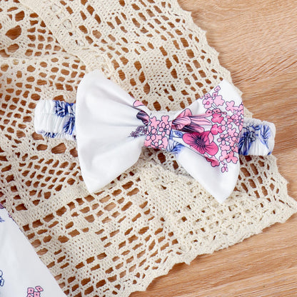 Newborn Infant Baby Girl Clothes 0-3-6-9-12-18 Months Outfits Sets Romper + Pants + Bow Headband for Girls