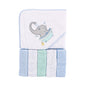 Luvable Friends Unisex Baby Hooded Towel with Five Washcloths, Cotton,Polyester,Ikat Elephant, One Size