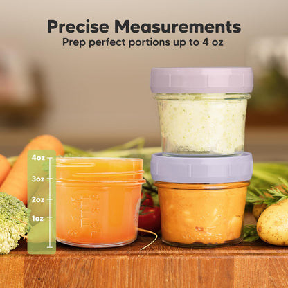 KeaBabies 4pk 8oz & 4pk 4oz Glass Baby Food Containers with Lids - Leak-Proof,Microwavable Small Glass Jars,Baby Purees & Toddler Snack Storage Containers,BPA-Free,Dishwasher & Freezer Safe(Musk Dusk)
