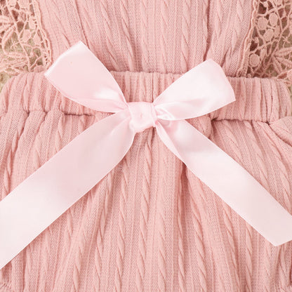 Newborn Baby Girl Lace Romper Ruffle Sleeveless Backless One Piece Jumpsuit Bodysuit with Headband Summer Clothes