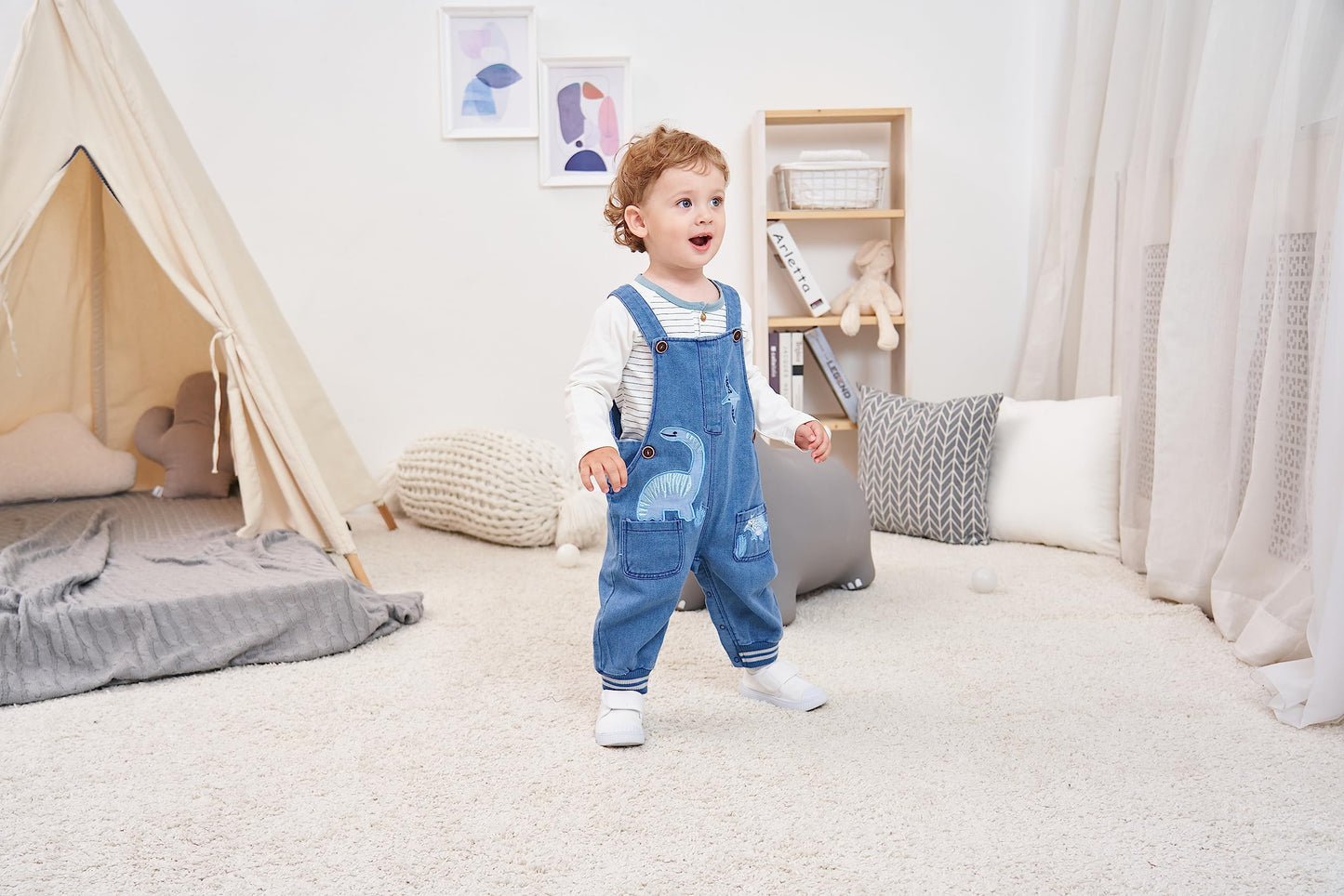 Baby Boy Clothes Set Infant Boy's Long Sleeve Romper+Dinosaur Denim Overalls Toddler Boys Fall Winter Outfits Suit
