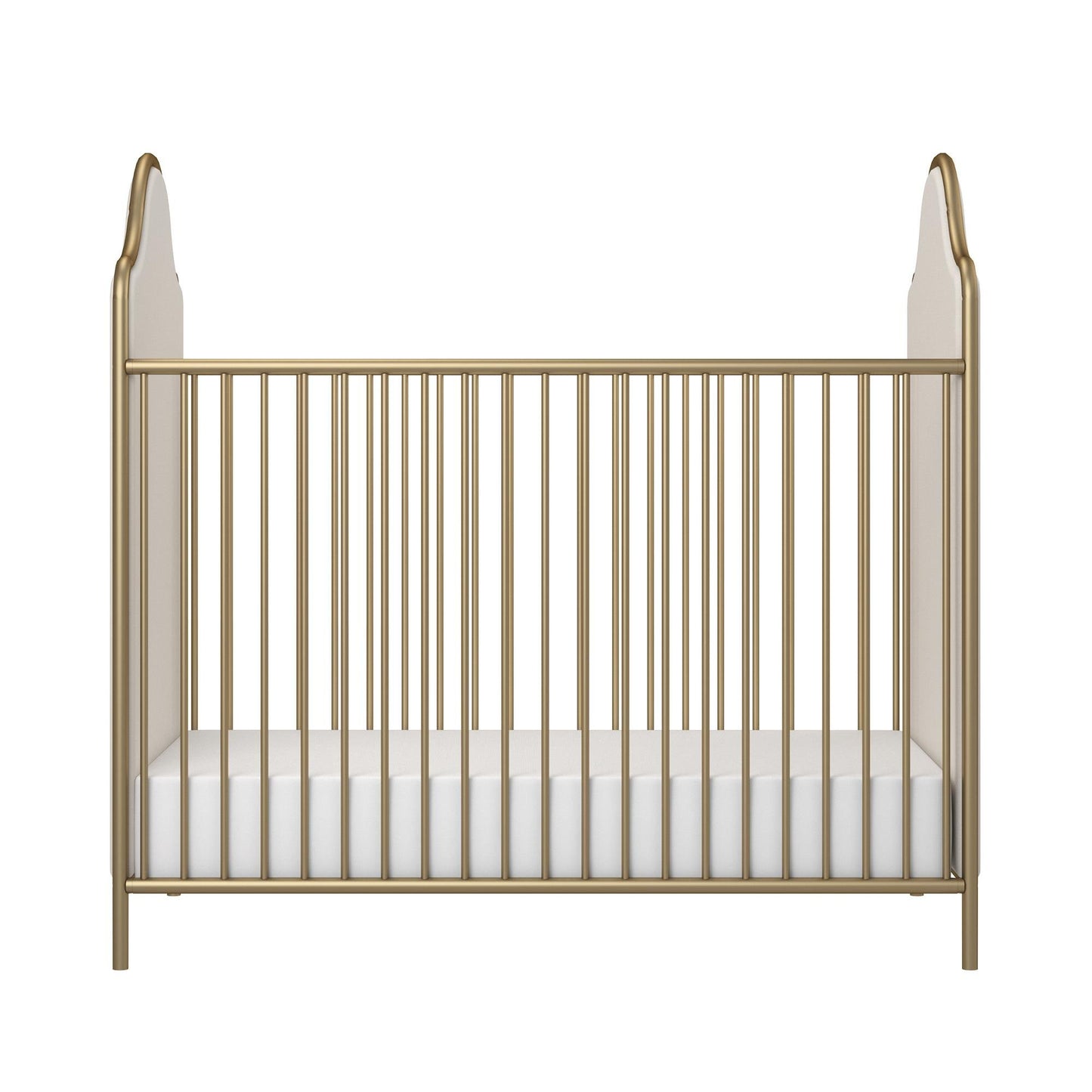 Little Seeds Piper Upholstered Metal Crib, Gold