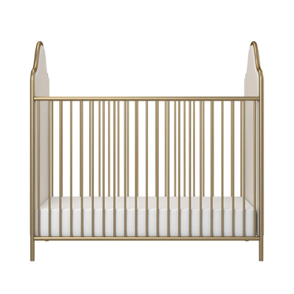 Little Seeds Piper Upholstered Metal Crib, Gold