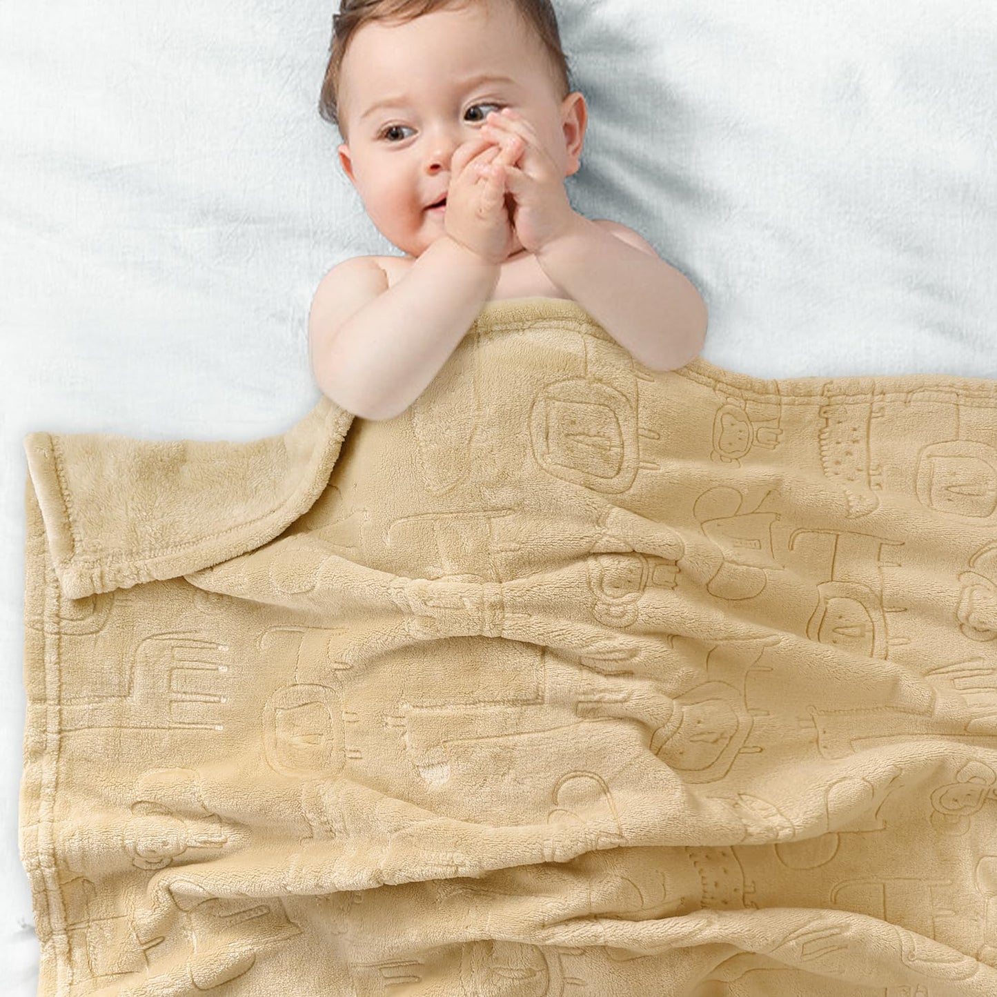 BORITAR Woodland Animal Baby Blanket for Boys Girls Ultra Soft Fleece Warm and Lightweight Blankets for Infant Toddler Newborn, 30x40 Inch, Sage Green