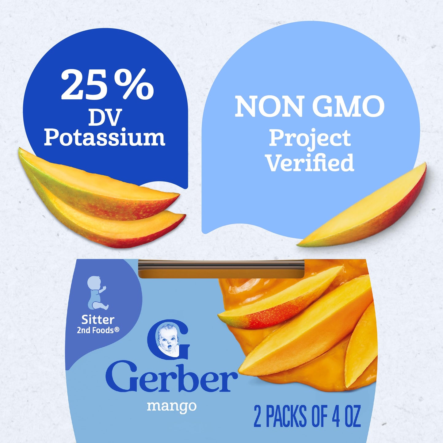 Gerber 2nd Food Baby Food Peach Puree, Natural & Non-GMO, 4 Ounce Tubs, 2-Pack (Pack of 8)