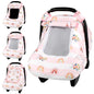 Pea Pod Car Seat Cover Baby, Infant Car Seat Canopy Covers for Newborn with 2 Layers Windows of Breathable Mesh Fabric, Lightweight Polyester/Soft Minky Dot Backing (Floral & Rainbow)