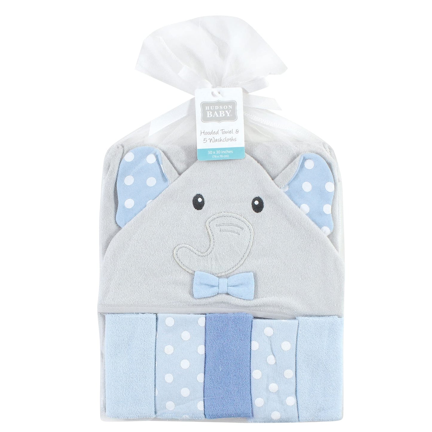 Hudson Baby Unisex Baby Hooded Towel and Five Washcloths, Modern Giraffe, One Size