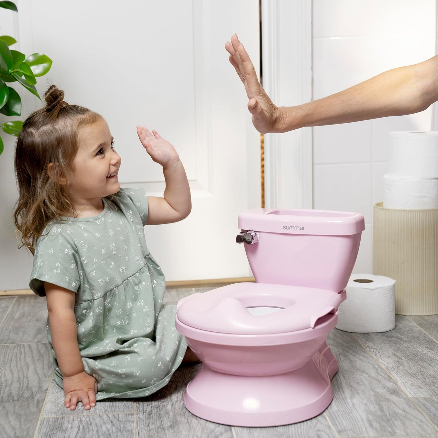 Summer Infant by Ingenuity My Size Potty Pro in Pink, Toddler Potty Training Toilet, Lifelike Flushing Sound, for Ages 18 Months+, Up to 50 Pounds