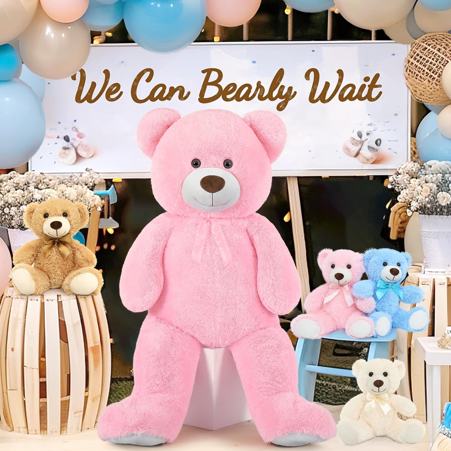 51 inch Big Teddy Bear Cute Giant Stuffed Animals Soft Plush Toy for Girlfriend Kids for Birthday Christmas Valentine's Day