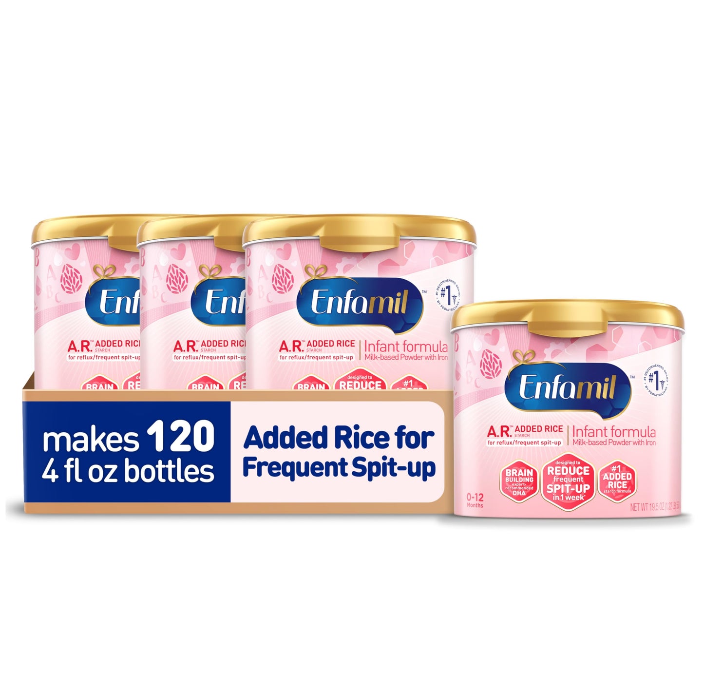Enfamil A.R. Baby Formula, Added Rice Starch Formula to Reduce Reflux & Spit-Up, DHA for Brain Development, Probiotics to Support Digestive & Immune Health, Baby Milk, 19.5 Oz