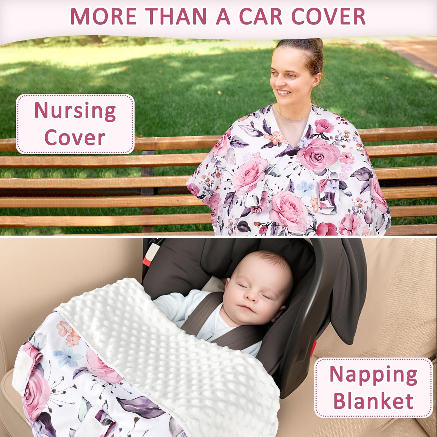 Baby Car Seat Cover, Breathable Infant Carseat Cover for Summer Peekaboo Opening Car Seat Canopy Cover, Nursing Cover for Baby Boys Girls (Blue Dinosaurs)