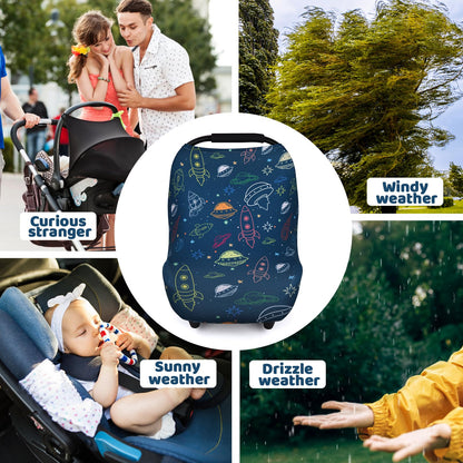 Rquite All-in-1 Car Seat Cover Baby, Carseat Covers for Girl Boy, Stretchy Soft Infant Car Seat Cover, Multi-use Baby Carrier Cover, Car Seat Canopy, Stroller Sun Shade, Nursing Breastfeeding Cover