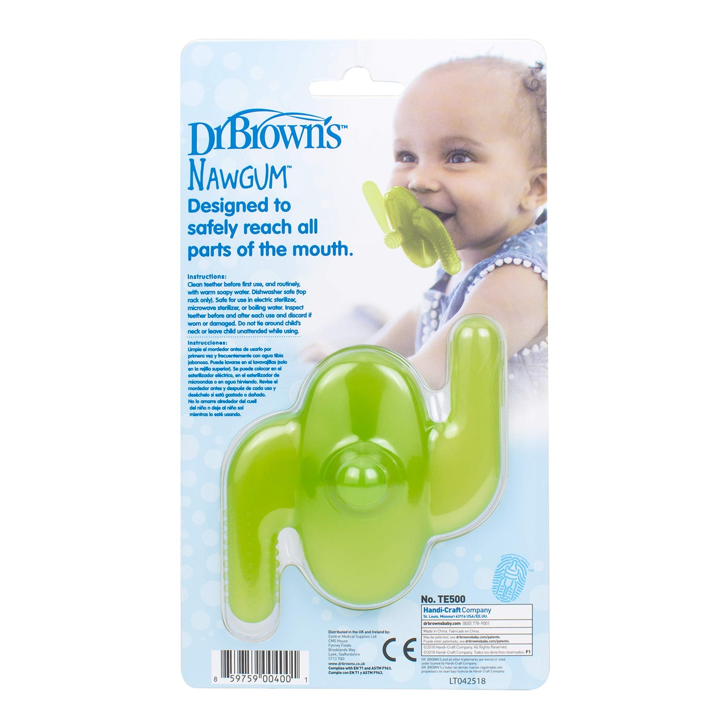 Dr. Brown's AquaCool Water-Filled Baby Teether, Cools & Massages Sore Gums, BPA Free, Pineapple and Apple, 2 Pack, 3m+