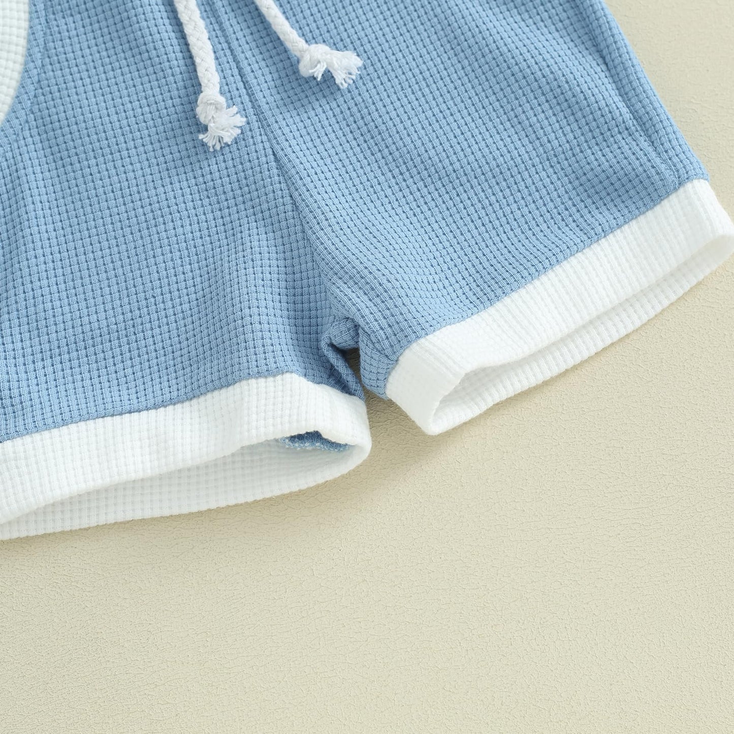 Kuriozud Newborn Baby Boy Summer Clothes Button Short Sleeve Romper Bodysuit Shorts Set Toddler Soft Waffle Outfit